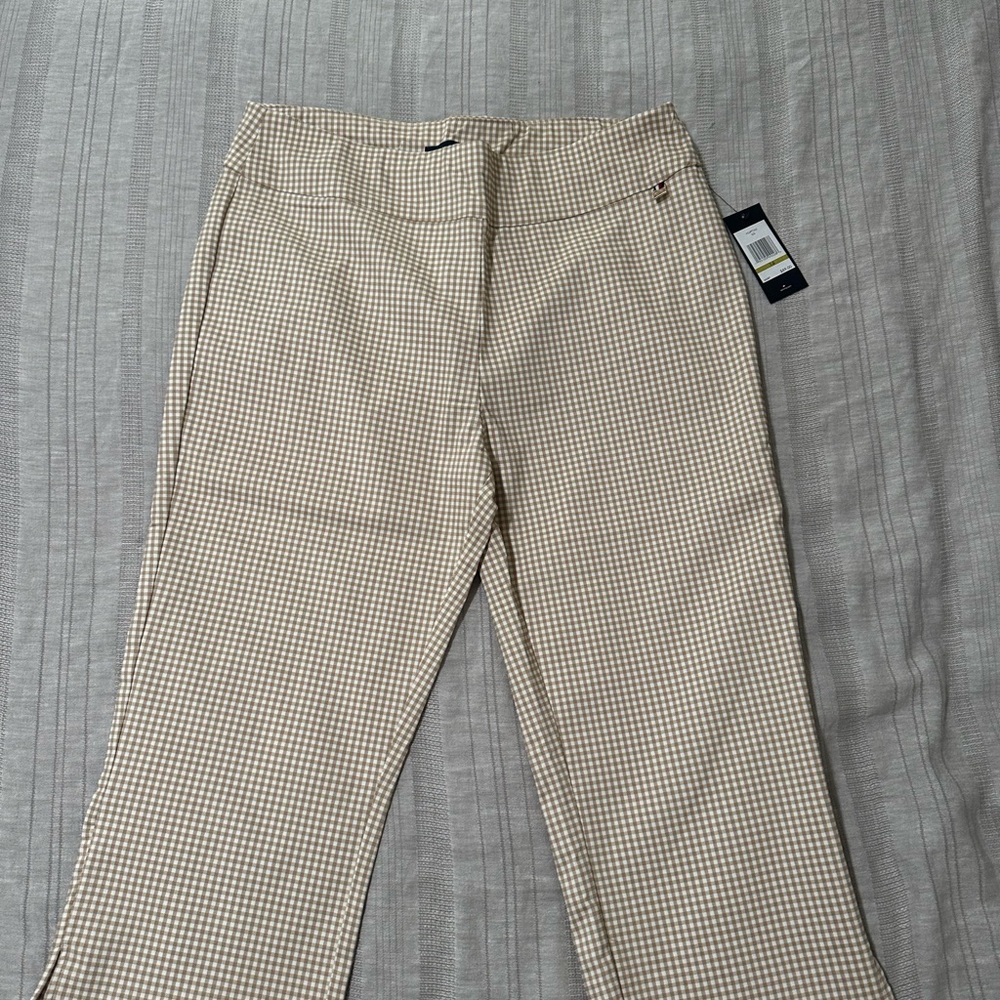 Checkered Tan Capri Pants